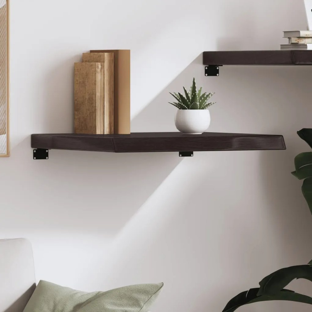 sötétbarna kezelt tömör tölgyfa fali polc 60x50x(2-6) cm