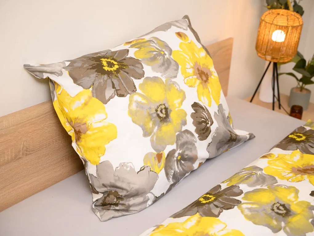 Mikroszálas ágyneműhuzat FEONELLE sárga-szürke Ágyneműhuzat mérete: 70 x 90 cm | 140 x 200 cm