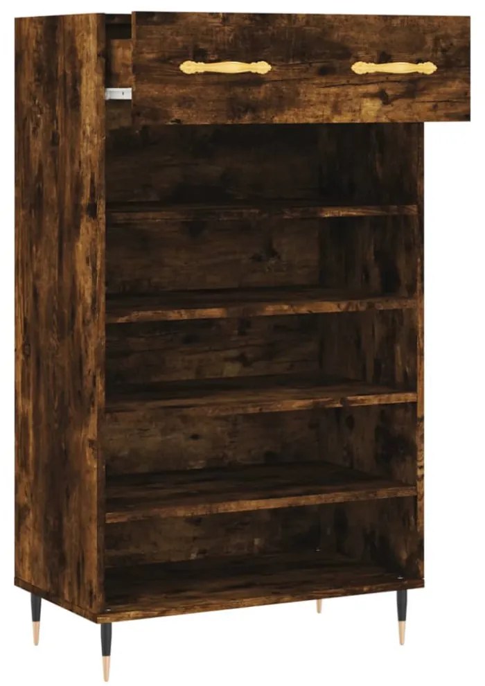 füstös tölgy színű szerelt fa cipőszekrény 60 x 35 x 105 cm