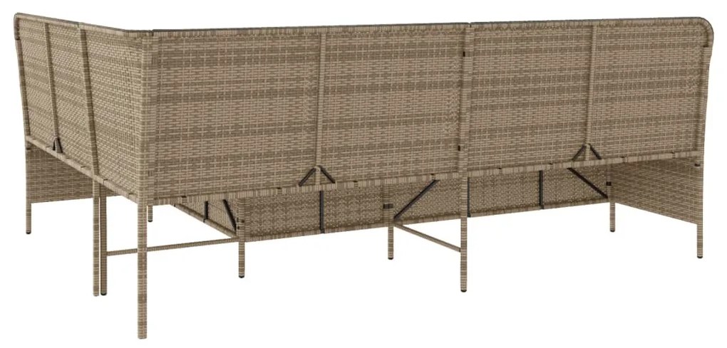 bézs polyrattan L-alakú kerti kanapé párnákkal