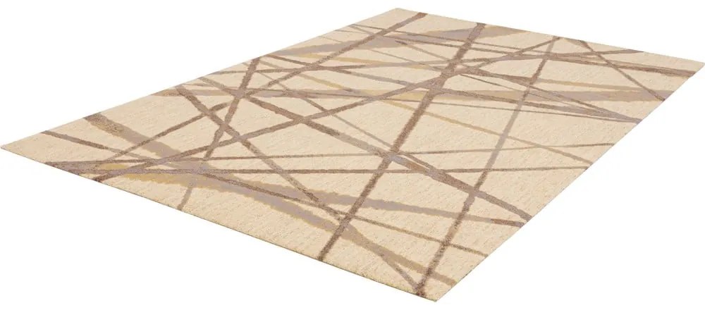 Bézs gyapjú szőnyeg 100x180 cm Sticks – Agnella