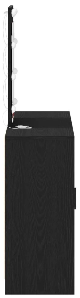 Fodrászasztal LED világítással Fekete Tölgy 102x33x135 cm