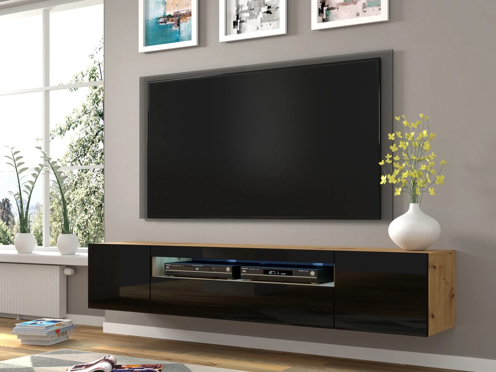 TV asztal/szekrény Aurora 200 (artisan tölgy + fekete). 1057701