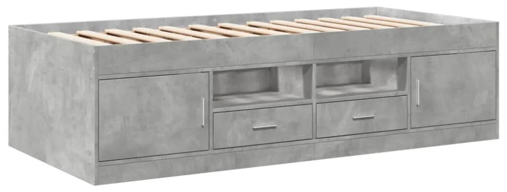 betonszürke kanapéágy fiókkal matrac nélkül 100x200 cm
