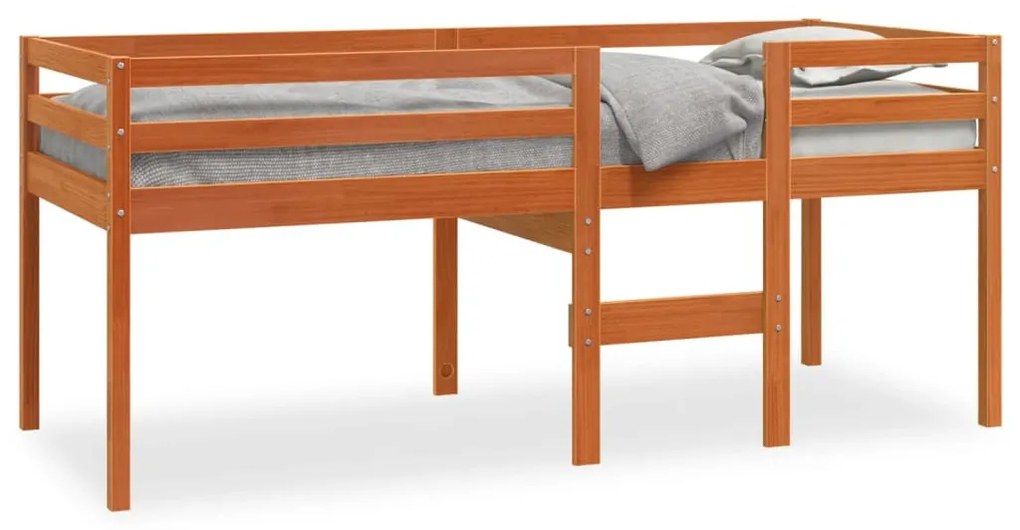 viaszbarna tömör fenyőfa magasított ágy 75x190 cm