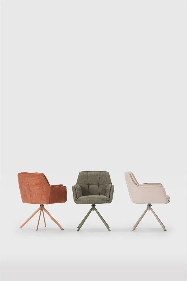 Terrakotta színű kárpitozott étkezőfotel szett 2 db-os Keiko – Marckeric