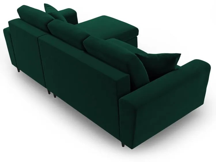 Zöld bársony kinyitható tárolóhelyes sarokkanapé Kyoto – Cosmopolitan Design