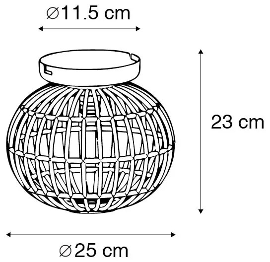 Rusztikus mennyezeti lámpa bambuszból 25 cm - Canna