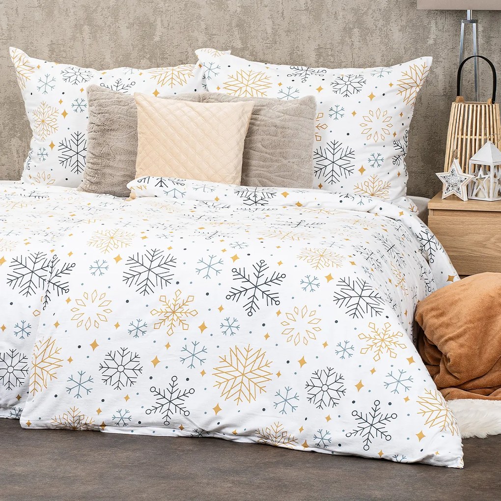 4Home Frosty snowflakes flanel ágyneműhuzat, 140 x 220 cm, 70 x 90 cm