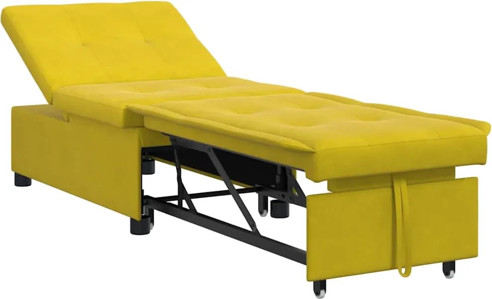 vidaXL Kanapéágy Sárga 194 x 67 x 82 cm Bársony