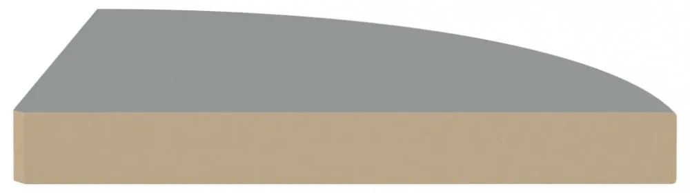 4 db szürke MDF lebegő sarokpolc 35 x 35 x 3,8 cm