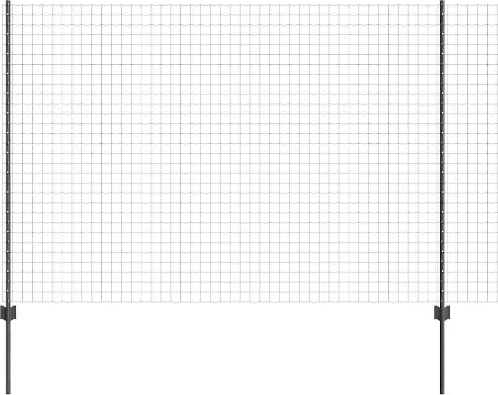 vidaXL Kerítés oszlopokkal Szürke 1,6 x 10 m Acél és PVC