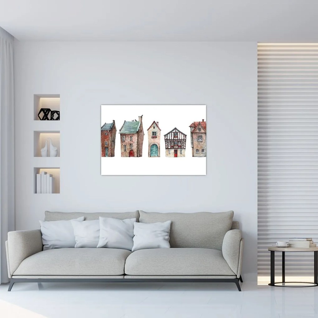 Kép - Akvarell házak (90x60 cm)