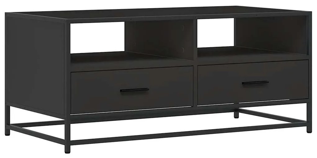 Fekete szerelt fa és fém dohányzóasztal 100 x 50 x 45 cm