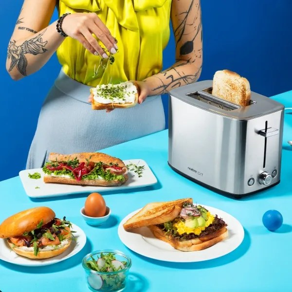 Niceboy ION Cruncher C4 - Kenyérpirító két lyukkal és pörkölővel 850W/230V rozsdamentes