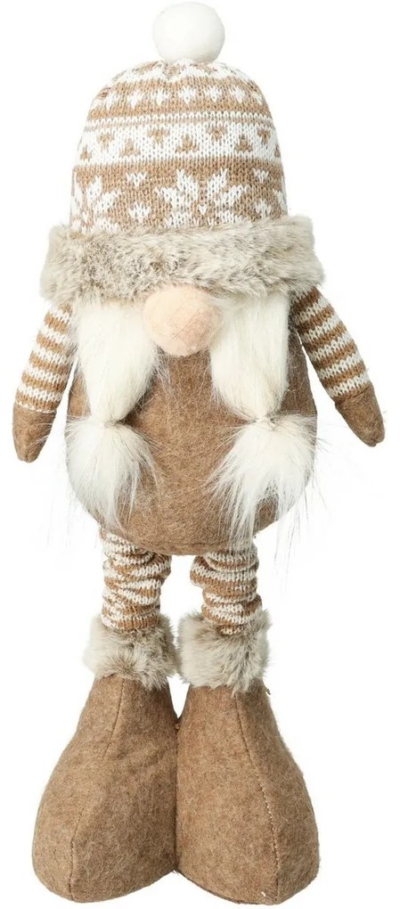 Álló karácsonyi manó Dora, teleszkópos lábak, 48cm, világosbarna