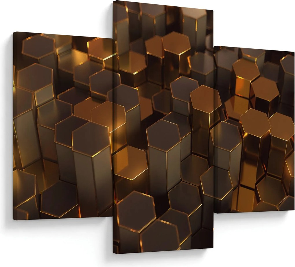 Kép - bronz hatszögek (90x60 cm)
