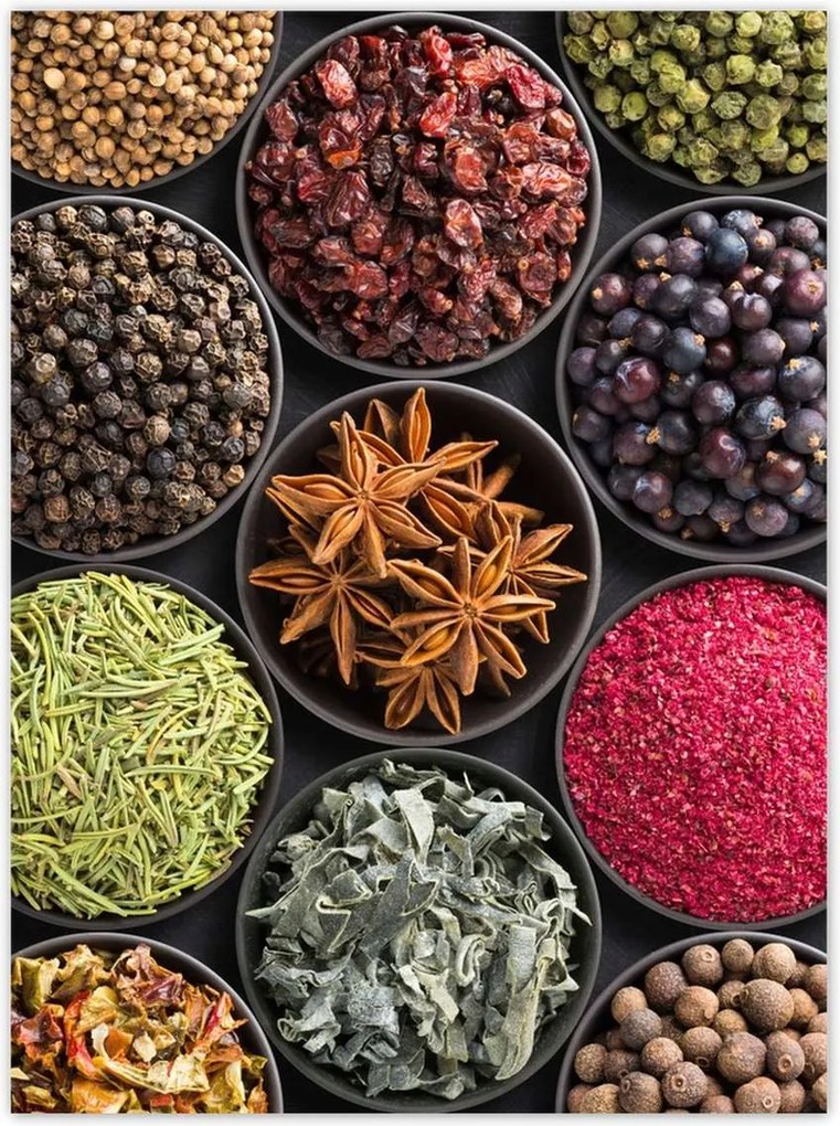 Poszterek 100x135 Fűszertartó tálak gyógynövények