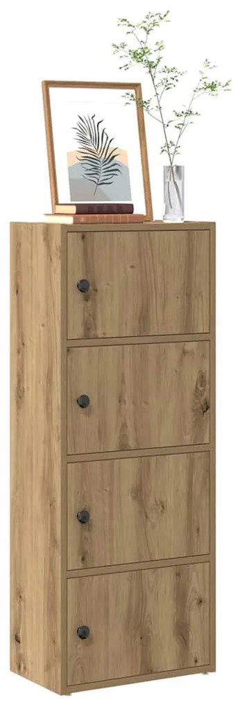 kézműves tölgy színű szerelt fa könyvespolc 40x24x102 cm