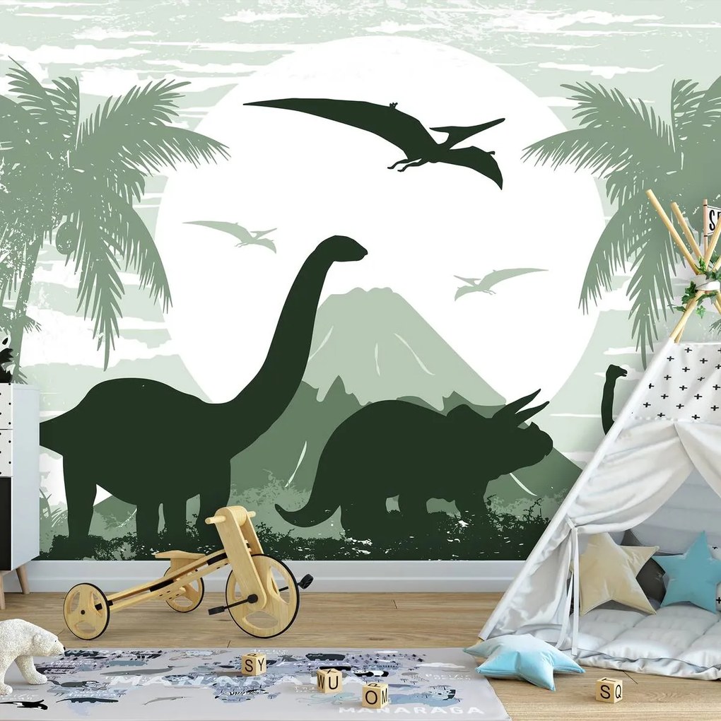 Fotótapéta - Zöld dinoszauruszok (152,5x104 cm)