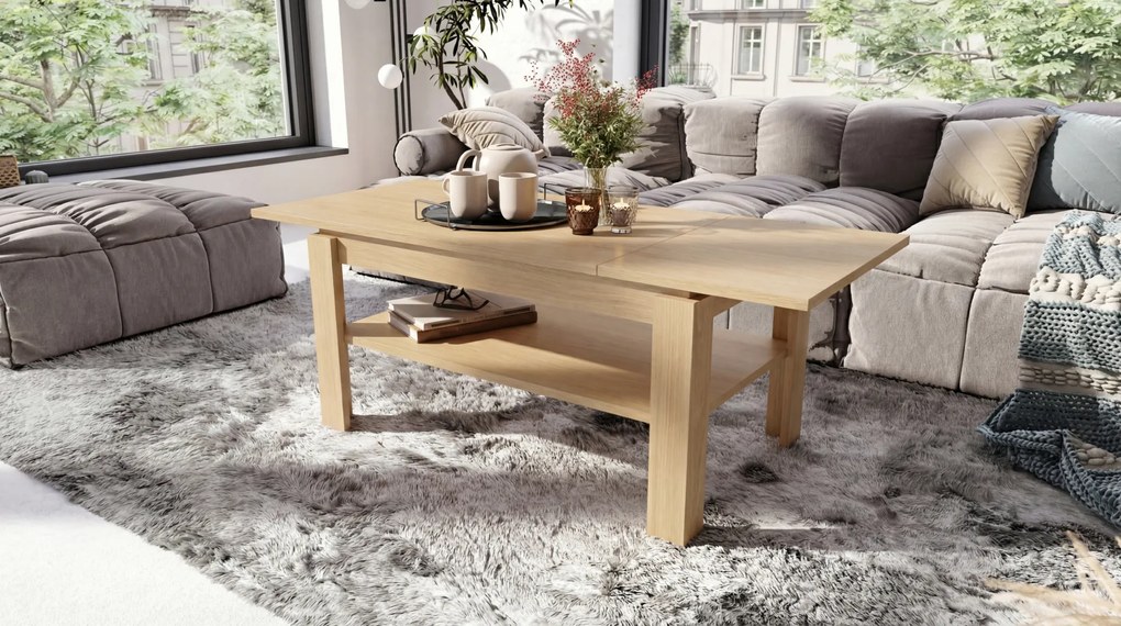 Mazzoni ASTI-R Oasis Tölgy - MODERN DOHÁNYZÓASZTAL BŐVÍTHETŐ ASZTALLAPPAL