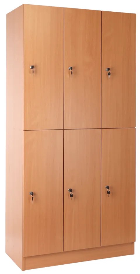 Visio fa szekrény - 6 doboz, 90 x 45 x 185 cm, hengeres zár, bükkfa