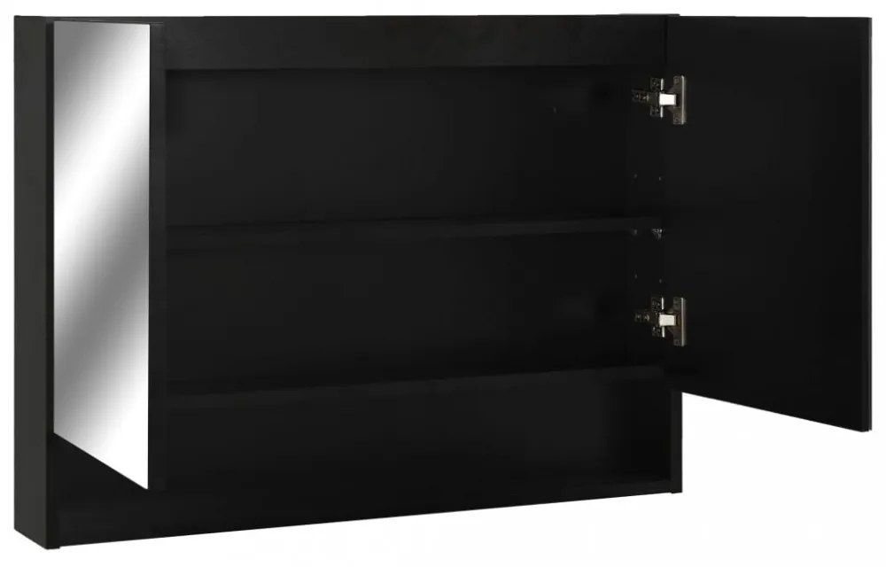 fekete MDF tükrös fürdőszobaszekrény 80 x 15 x 60 cm