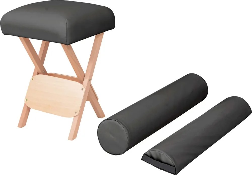 vidaXL fekete összecsukható masszázsszék 12 cm-es ülés/2 támaszték