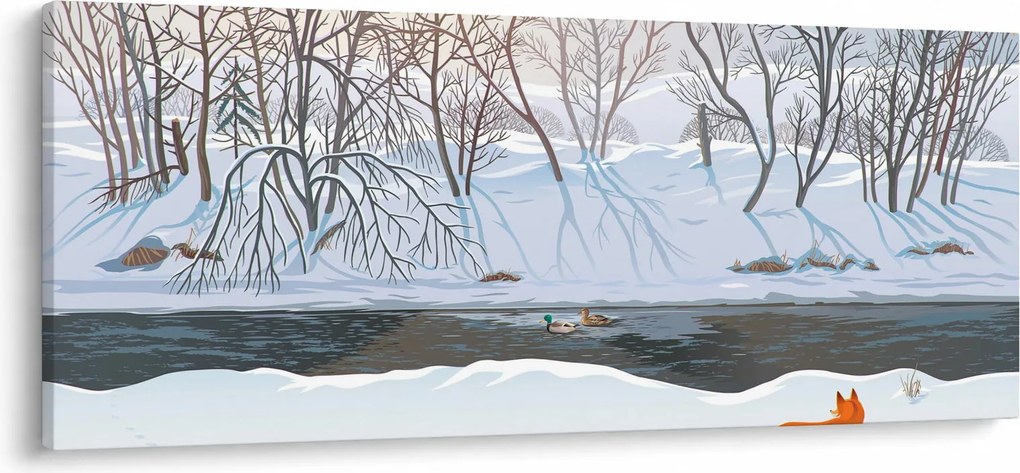 Kép - róka a téli tájban (120x50 cm)