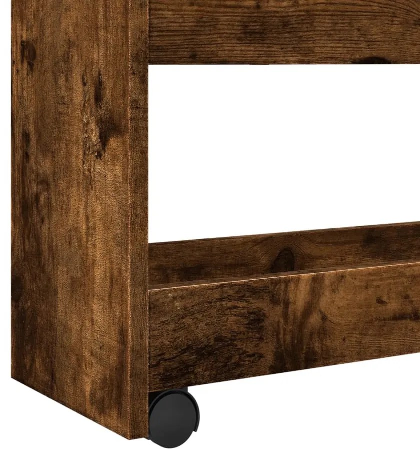 4 szintes füstös tölgy színű szerelt fa keskeny tárolókocsi