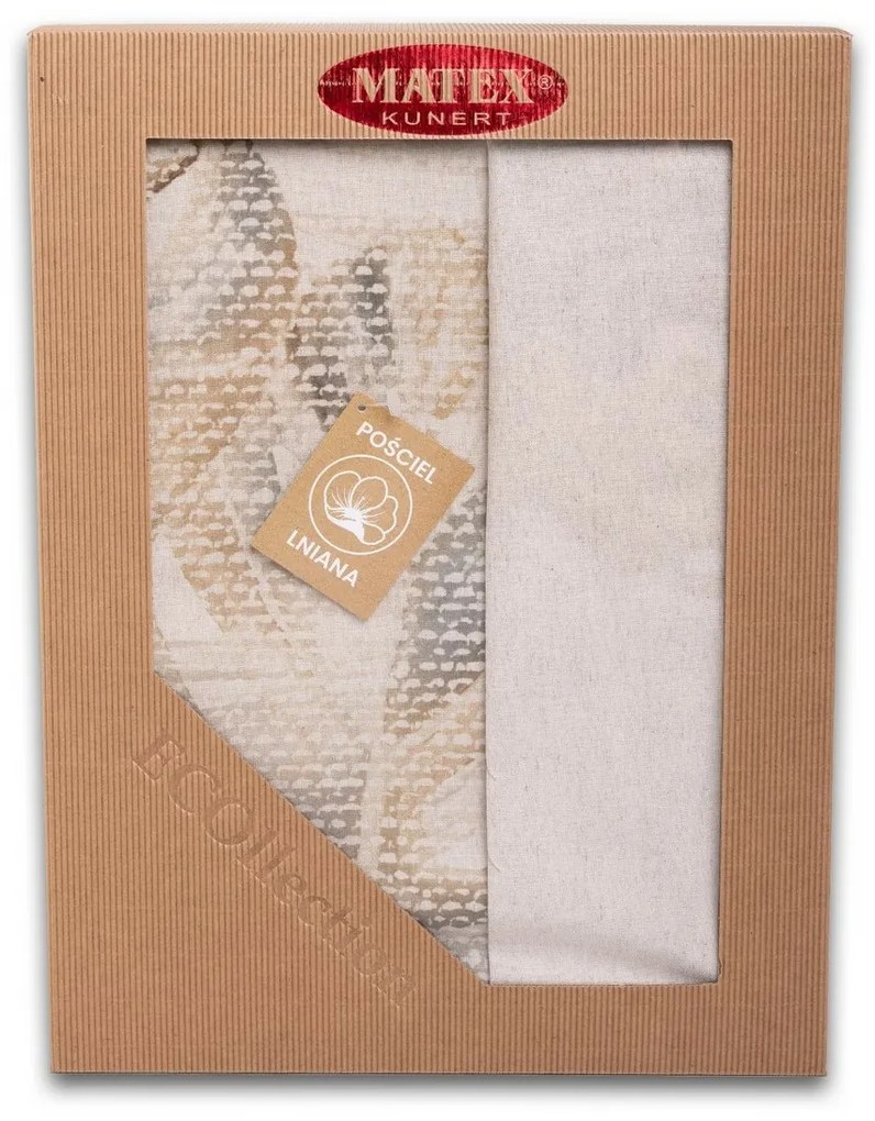 Monstera pamut és len keverékből készült ágyneműhuzat, 220 x 200 cm, 2x 70 x 80 cm