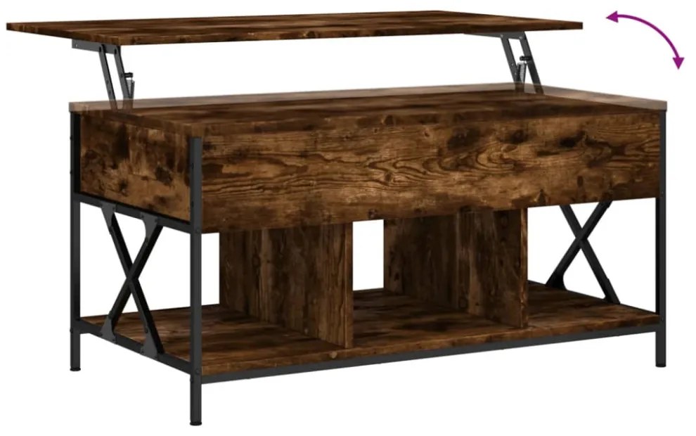 füstös tölgy szerelt fa és fém dohányzóasztal 100 x 55 x 50 cm
