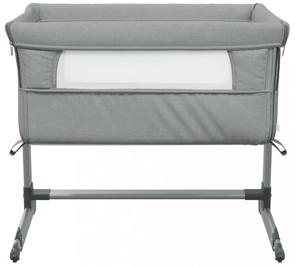 vidaXL világosszürke vászonszövet babaágy matraccal