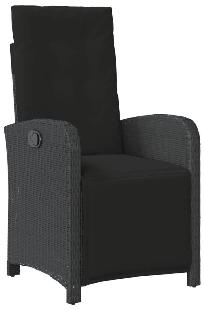 5 részes fekete polyrattan kerti étkezőgarnitúra párnákkal