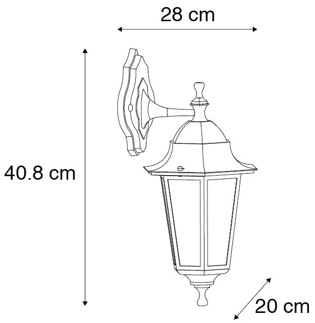 Klasszikus kültéri fali lámpa fekete IP44 - New Orleans down