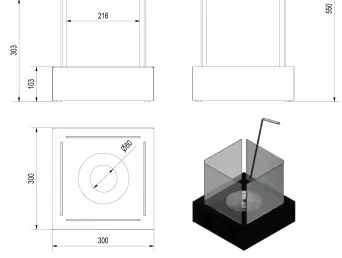 BIO kandalló TANGO3 30,3x30 cm, 1 kW, fehér, TANGO3/BIALY/TUV