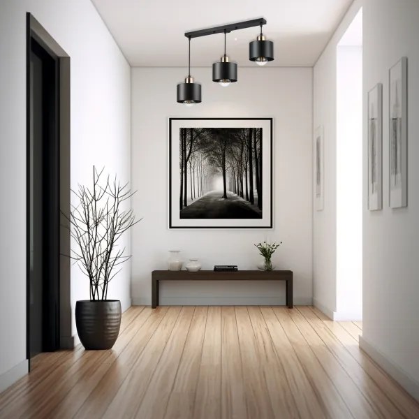 Csillár zsinóron 3xE27/35W/230V fekete/arany