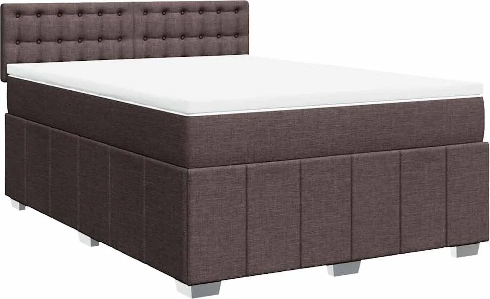 vidaXL sötétbarna szövet rugós ágy matraccal 140 x 190 cm