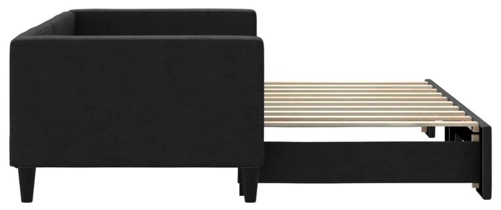 fekete kihúzható szövet heverő 90 x 190 cm