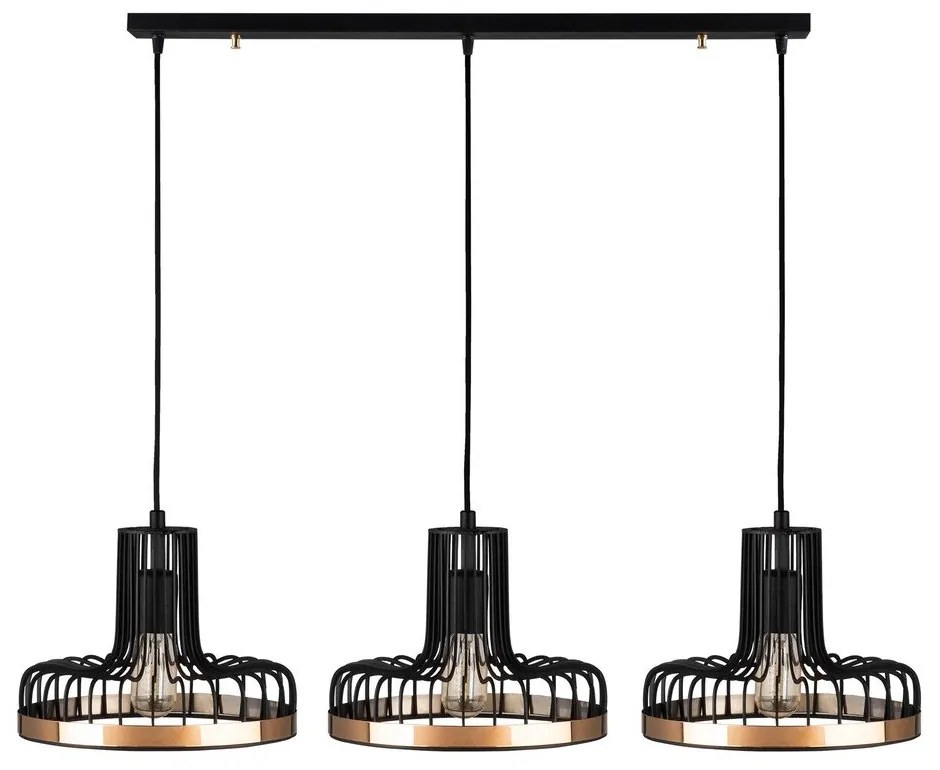 Fekete-rézszínű függőlámpa fém búrával Fellini – Opviq lights