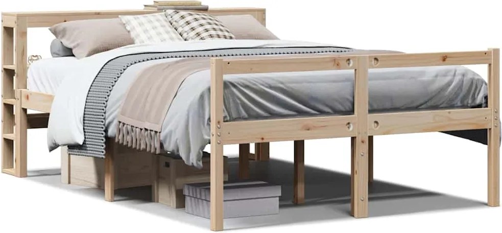 vidaXL tömör fenyőfa ágy időseknek fejtámlával 160 x 200 cm