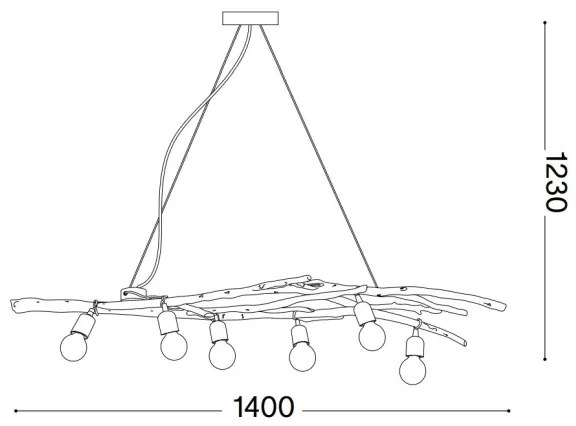 Ideal Lux - Csillár zsinóron DRIFTWOOD 6xE27/60W/230V gujávafa