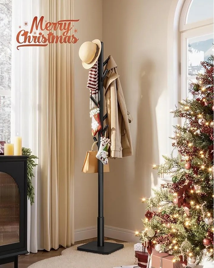 Álló tömörfa ruhafogas magassági beállítással fekete színben