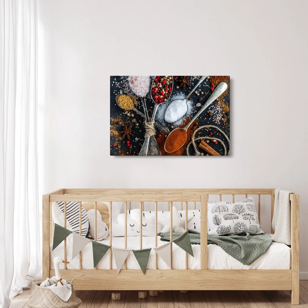 Egy kanál képe fűszerekkel (90x60 cm)
