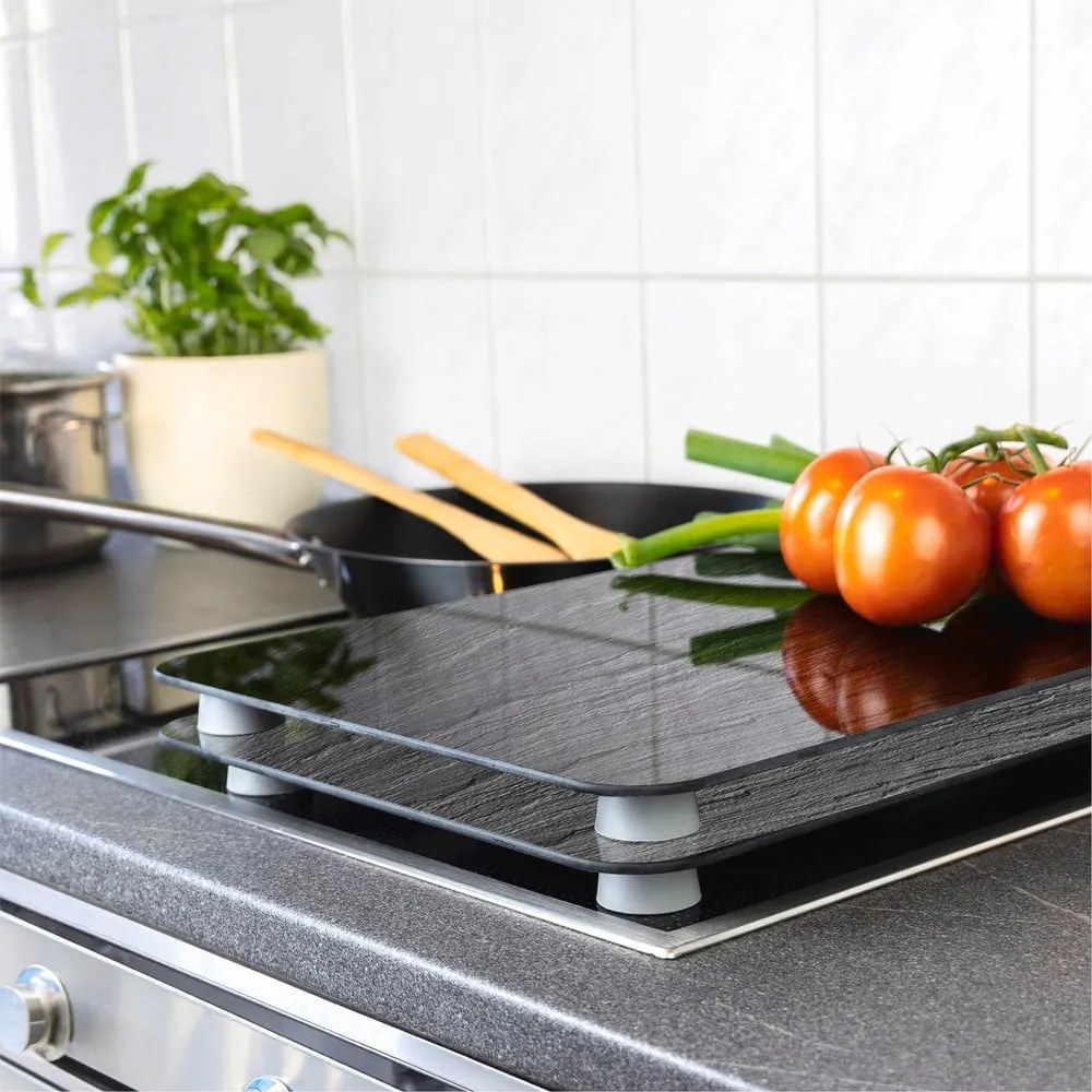 Edzett üveg tűzhely fedőlap szett 2 db-os 30x52 cm Slates – Wenko