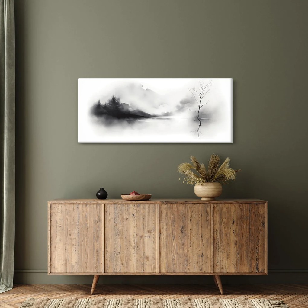 Kép - Tintafestmény tájkép (120x50 cm)