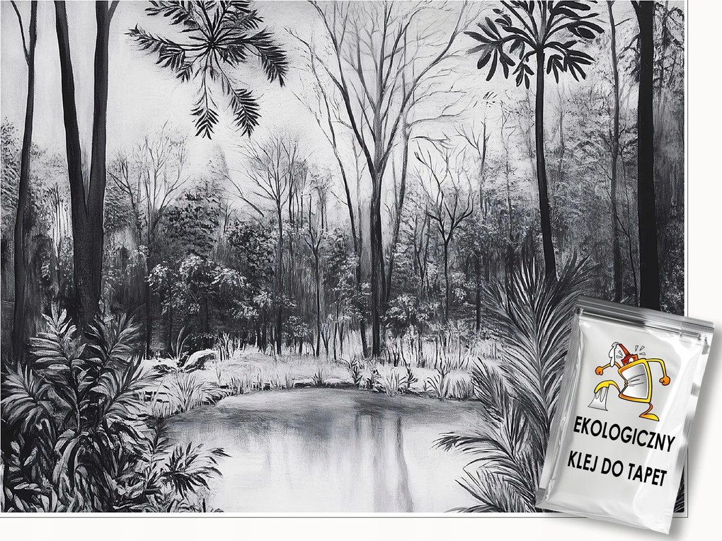 Fotótapéta Erdő Fekete-fehér Természet Hálószoba Nappali Tapéta Flizelina 150x105