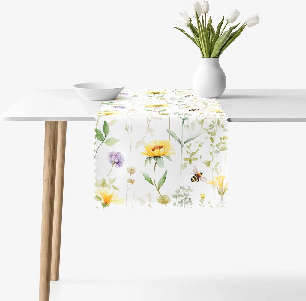 Goldea teflonbevonatú asztali futó - réti világ 35x140 cm