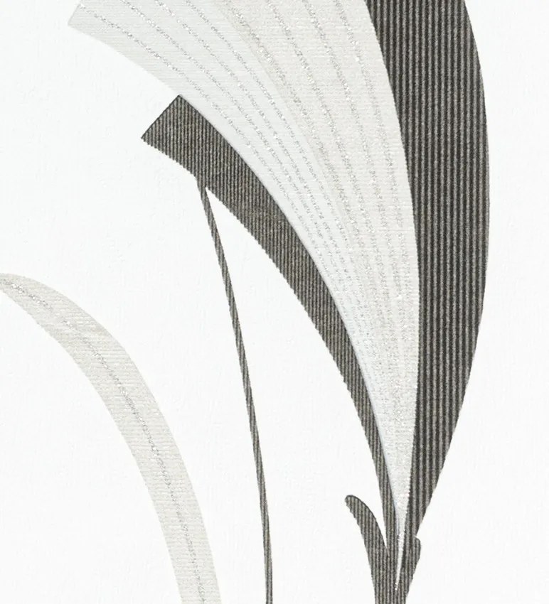 Fekete legyező mintás tapéta (6736-20)