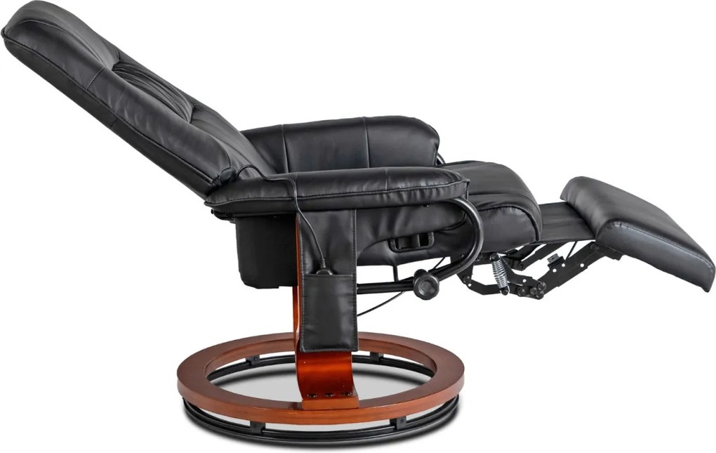 Forgó masszázsfotel fűtéssel fekete műbőr – WEST